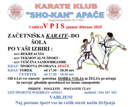 vpis-karate klub Apače