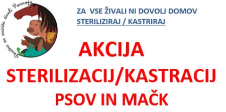 AKCIJA STERILIZACIJ/KASTRACIJ PSOV IN MAČK - od 1. 3. do 31. 3. 2023